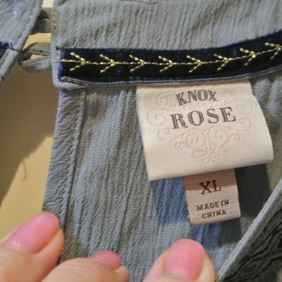 WOMENS DUSTY BLUE KNOX ROSE XL BARE SHOULDER BLOUSE - Picture 2 of 4